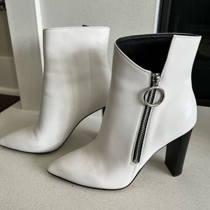 Paige white leather ankle boots